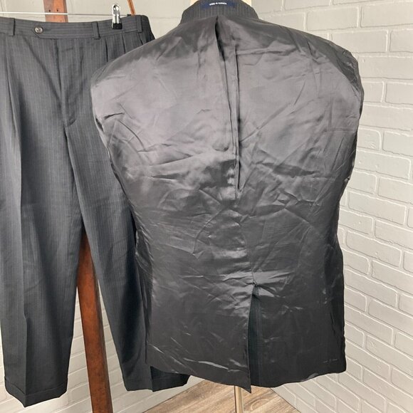 Ralph Lauren Chaps Suit Men 42 34Wx28L Gray Blue Pinstripe Cashmere‎ Wool Canada - Picture 9 of 16